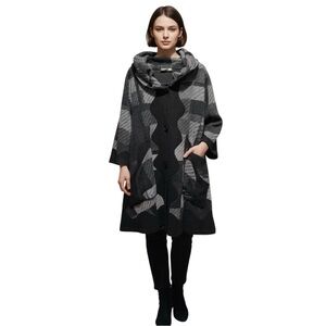 Grazel Vintage Black and Gray Women's Swing‎ Coat S XL